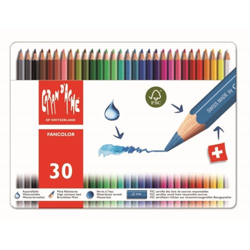 Caran d'Ache Fancolor Color Pencils, 30 Colors