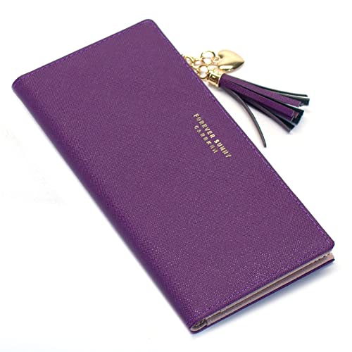 Image of Valentoria Womens Wallet Cute Elegant Long Slim Card Holder Case Minimalist Coin Purse Thin Tassels Zip Clutch Wallets for Girls Ladies | Cute