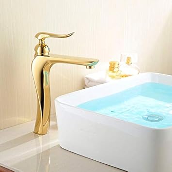 24x7 eMall Copper 90 degree Single Lever Basin Mixer, Golden