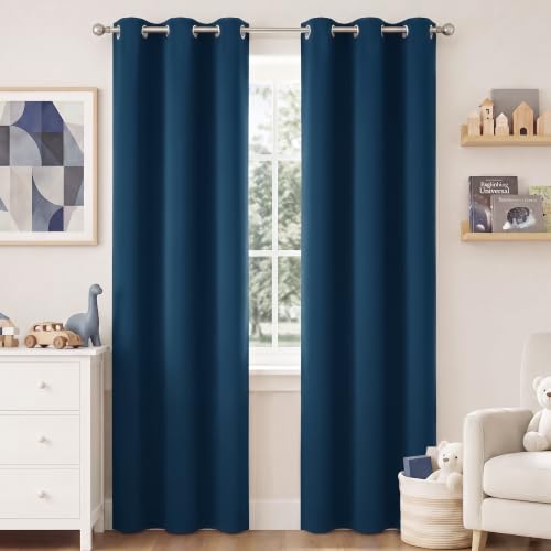 Image of NICETOWN Morrocan Blue Room Darkening Curtains 84 Inches Long 2 Panels
