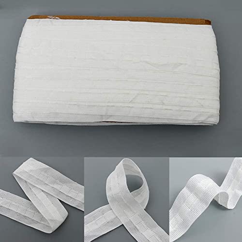 Image of HUNNY- BUNCH Premium Home Decor Narrow Shading White Curtain Tape with Strong Toughness and Heavy Fabric for 1 Inches Hook (Width: 1 inch) (25 Meters)