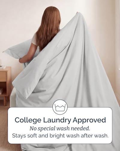 Image of Duvet Cover Twin /Twin XL Size Set - Extra Soft Twin /Twin XL Duvet Cover 68 inch x 90 inch with 1 Pillow Sham for Women, Men, Kids & Teens - Comfy, Easy-Care & Fade Free w / Zipper Closures & Ties (French Grey)
