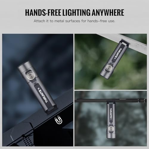 Image of ThruNite Ti Keychain Flashlight, USB-C Rechargeable EDC Pocket Light, 650 Lumens with Magnetic Tailcap, 5 Modes, IPX-6 Waterproof Mini Flashlight for Camping, Everyday Carry (Grey)