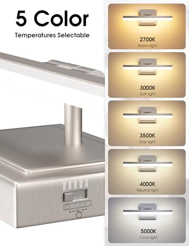Image of VOLISUN Modern Bathroom Vanity Light 15.7 inch, Rotatable, 20W Dimmable 5CCT Led Bathroom Light Fixture Over Mirror, Brushed Nickel Bar Vanity Light for Bathrooms Mirror Restroom-ETL Certificated
