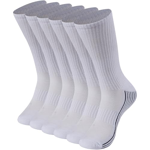 Sunew Casual Crew Viscose Made from Bamboo Socks,Indoor Sport Athletic Moisture Wicking Crew Sock Home Training Mid Calf Sweaty Socks for Hiking Running Fitness Workout 3 Pairs White XL