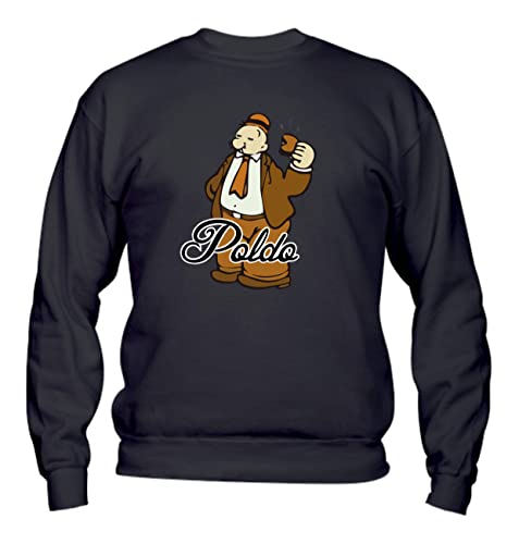  Felpa Uomo Girocollo Basic Top qualità Top vestibilità - POLDO - Divertente Humor Made in Italy (Nero, S)