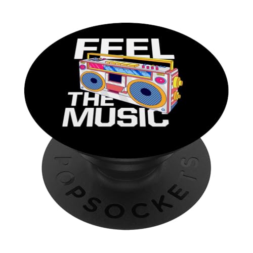 Feel The Music, Retro Music Listen Everywhere With Cassette PopSockets PopGrip Adhesivo