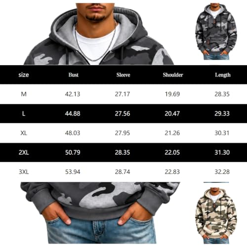 LGHLMCL Camo Hoodie Fleece Quarter Zip Pullover Tactical Hoodies for Men - image 6