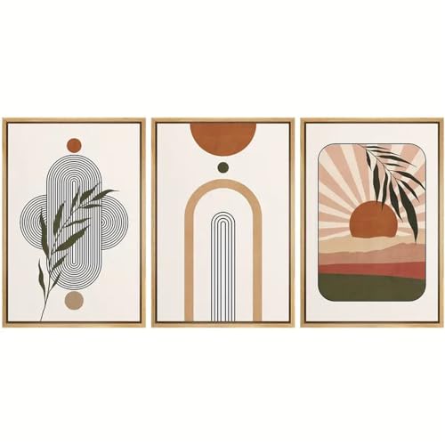 Carteles Botánicos de 60x70cm con Diseño Geométrico de Plantas y Sol Brillante