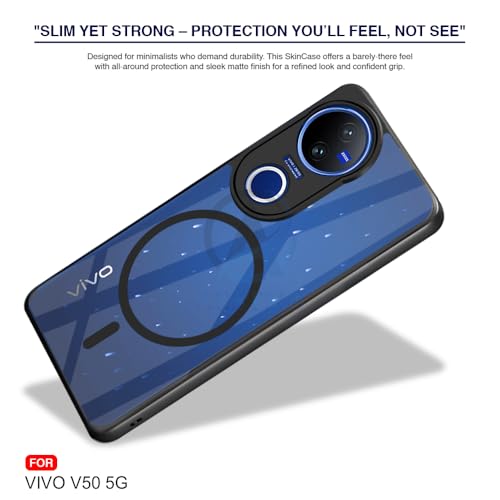 Image of AESTMO Vivo V50 5G / V50e 5G Back Cover | 360 Protection | Crystal Clear Hard Back Transparent | Compatible with MagSafe Accessories for Vivo V50 5G / V50e 5G (PC+TPU, Black Bumper)