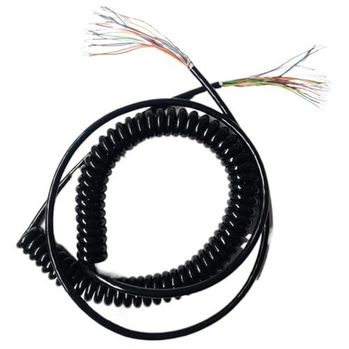 Cable Cord 22 Cores Shrinkable Spiral Cable 0.15mm Square Black Power Cord Extensible Wire Straight Length 6 Meters Stretchable Spring Electric Wire Spiral Extension