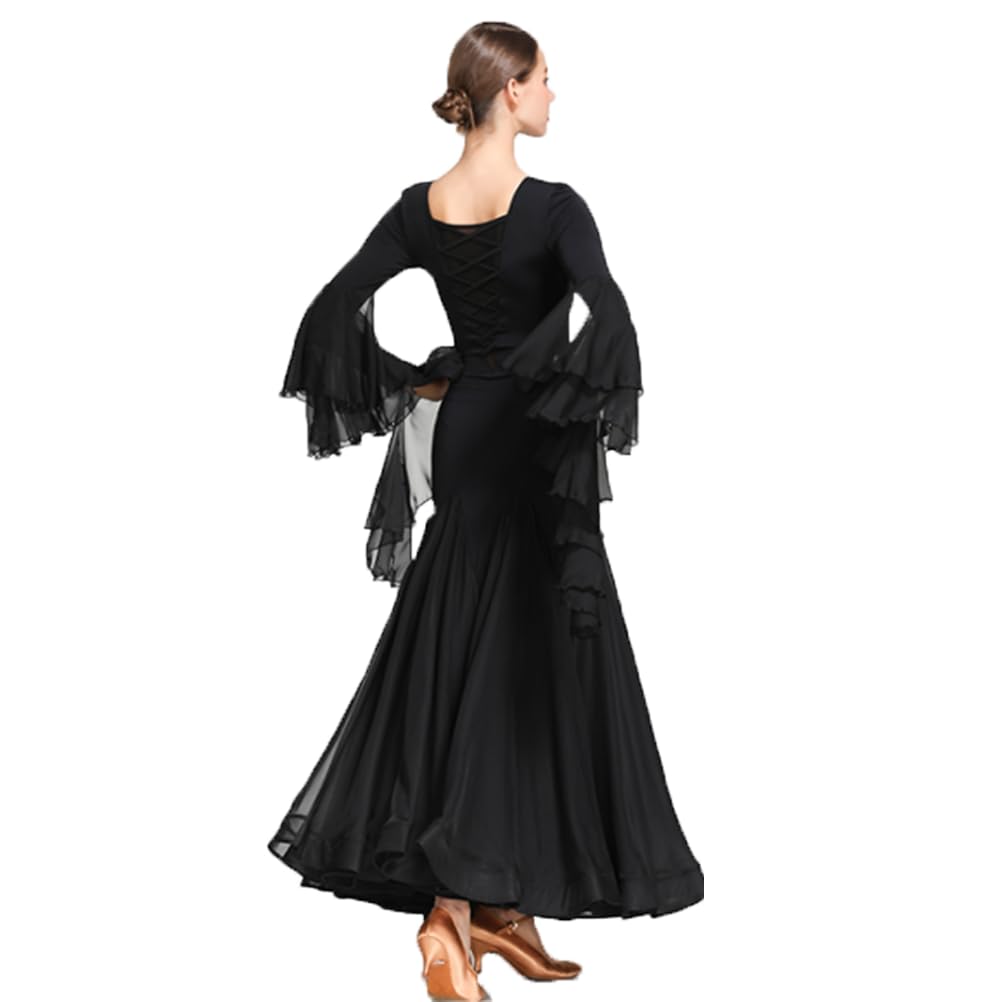 Standard Tanzkleider Für Damen Langärmeliges Tanzoutfit Für Tango Und Salsa Figurbetontes Tanzkostüm Für Walzer Auftritte Tanzkleidung Für Foxtrott Mit Tollem Schwung