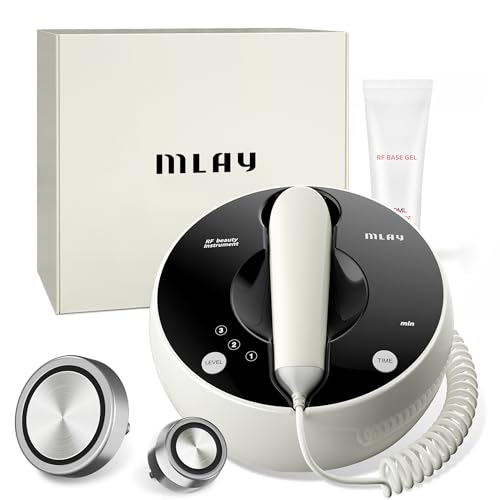 MLAY Professional RF Beauty Machine, Radio Frequency Face Machine with 2 Probes, at Home Radio Frequency Skin Tightening for Lifting, Wrinkle Reducing, Anti Aging - Salon Effects（Gel Included）
