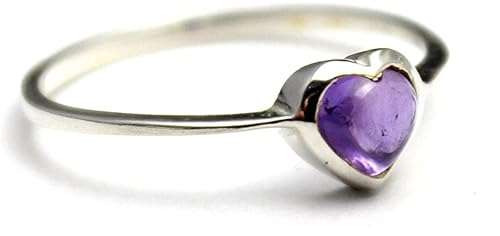 Cosumosu 925 Sterling Silver Simple Heart Amethyst Gemstone Thin Rings (7) #TOP2