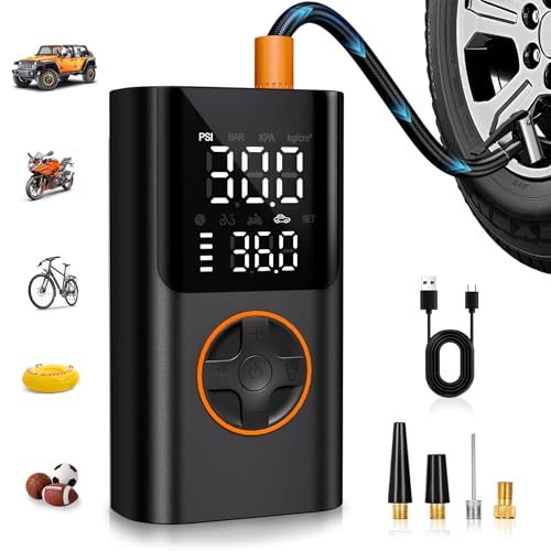 AIRSURE Tire Inflator Portable Air Compressor, Bike Pump with Gauge