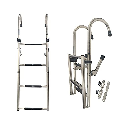 Escalera plegable de 4 peldaños en acero inoxidable para piscina y barco miniatura 1
