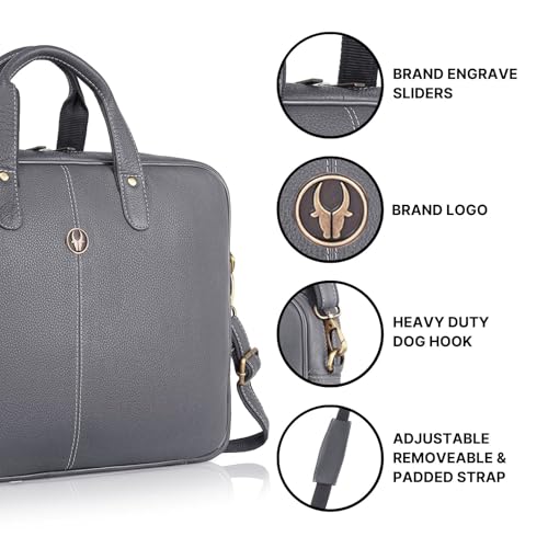 Image of WildHorn Leather Laptop Messenger Bag for Laptop /MacBook up to 15 inch| Padded Laptop Compartment |Office Bag I 365 Days Warranty