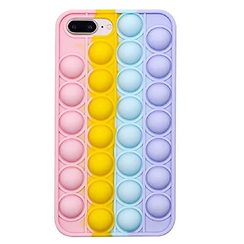SDTEK Custodia Compatible con iPhone 6+ / 7+ / 8+ Plus, Bubble Pop Case Cover Silicone Fidget (Arcobaleno)