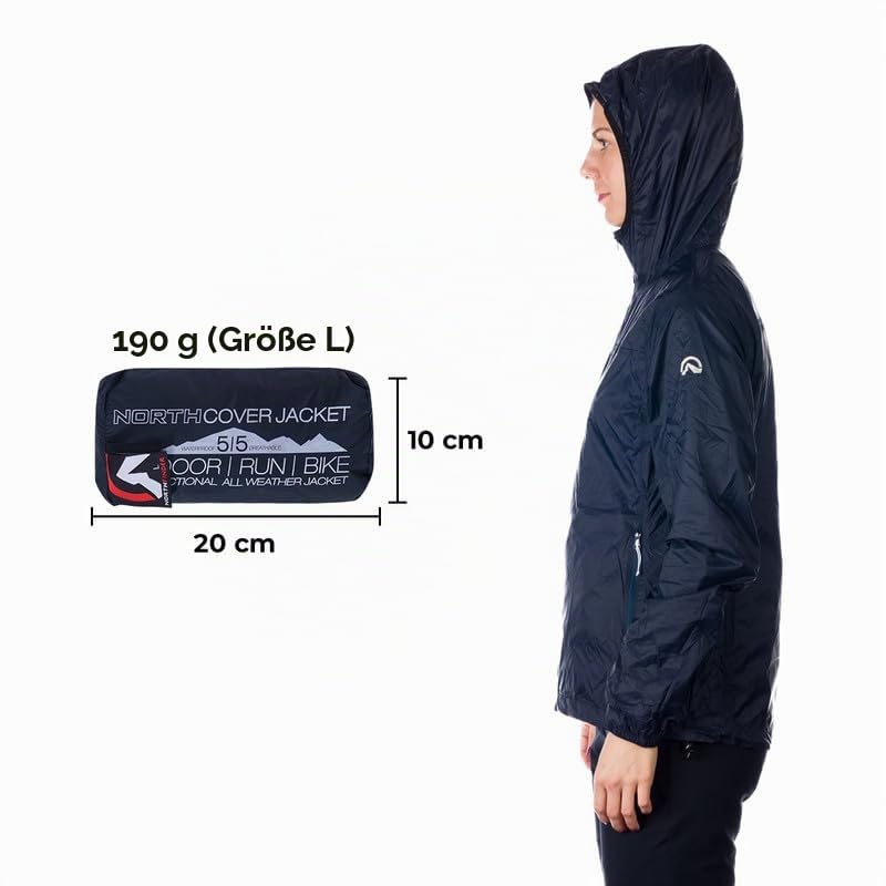 NORTHFINDER Regenjacke Damen, ultraleichte Fahrradjacke Wasserdicht Atmungsaktiv 5000 mm, Faltbare Windjacke, Regenjacken, Funktionsjacke, Windbreaker NORTHCOVER