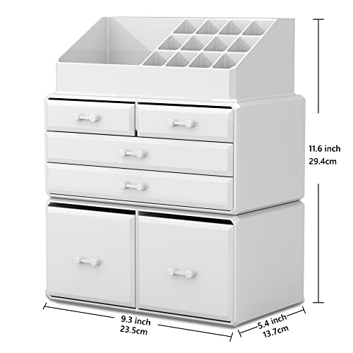 Readaeer Makeup Organizer/Kosmetik Aufbewahrungsbox/Schmink Aufbewahrungskasten in 3 Lagen mit 6 Schubladen， ist für Schlafzimmer und Badzimmer geeignet