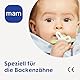 MAM Bite & Relax Phase 2 Mini Beißring, Zahnungshilfe speziell für die Backenzähne, extra leichter Beißring für Babys in 3D-Form, ab 4+ Monate, blau