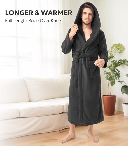 Image of DAVID ARCHY Men's Soft Fleece Plush Robe Full Length Long Bathrobe