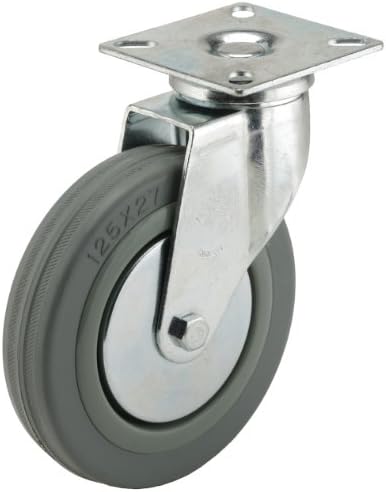 Revvo Caster D Series Plate Caster, Swivel, Rubber Wheel