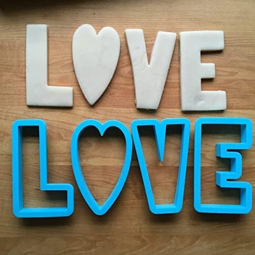Sweet Prints Inc Set of 4 LOVE Cookie Cutters - Dishwasher Safe (Large: 5")