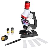 Microscope Kit, Kids Microscope with LED 100x 400x 1200x Magnification Science Toy for Beginner Perfect Gift