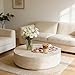 Faux Marble Coffee Table, Modern Round Coffee Table for Living Room, Circle Drum Coffee Side Tables, Fiberglass Center End Table for Small Place Apartment Office, 31.49