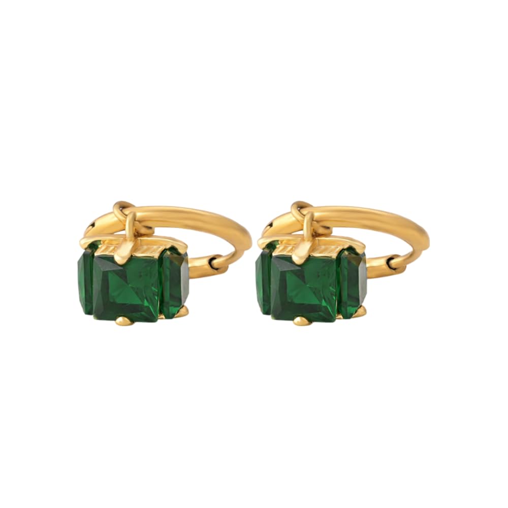 Emerald Hoop Earrings for Women - 18K Gold Plated Earrings, Gift For Women & Girls | Waterproof & Anti Tarnish Earrings, Jewellery for Women-image-33