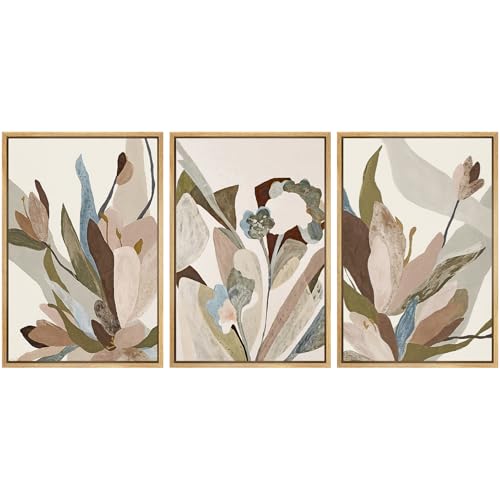 SIGNWIN Framed Canvas Print Wall Art Set Botanical Abstract Earthy