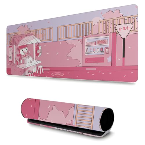 Mouse Pad Gamer Profissional Confortavél Anti Derrapante Games e Escritório (80x40) Pinguim (Rosa)