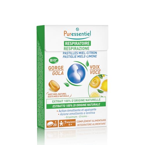 Puressentiel - Pastiglie Gola Voce, Miele Limone - Azione Emolliente e Lenitiva - Estratto 100% origine naturel - Vegan e Cruelty Free - 20 Pastiglie
