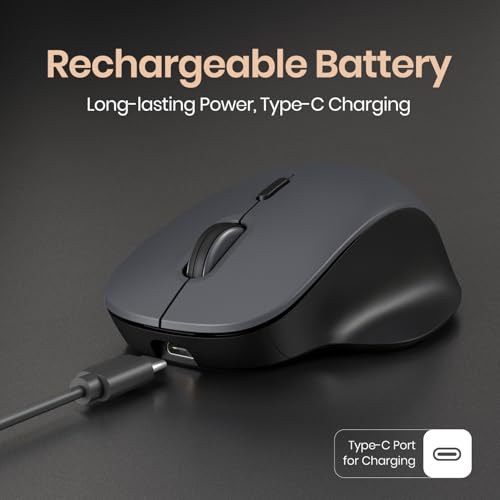 Image of Portronics ToadGo Wireless Rechargeable Bluetooth Mouse with Thumb Rest Support, (Bluetooth + 2.4 GHz) Connectivity, Rechargeable Battery, Adjustable Dpi, Noise-Free Clicking, Wide Compatibility