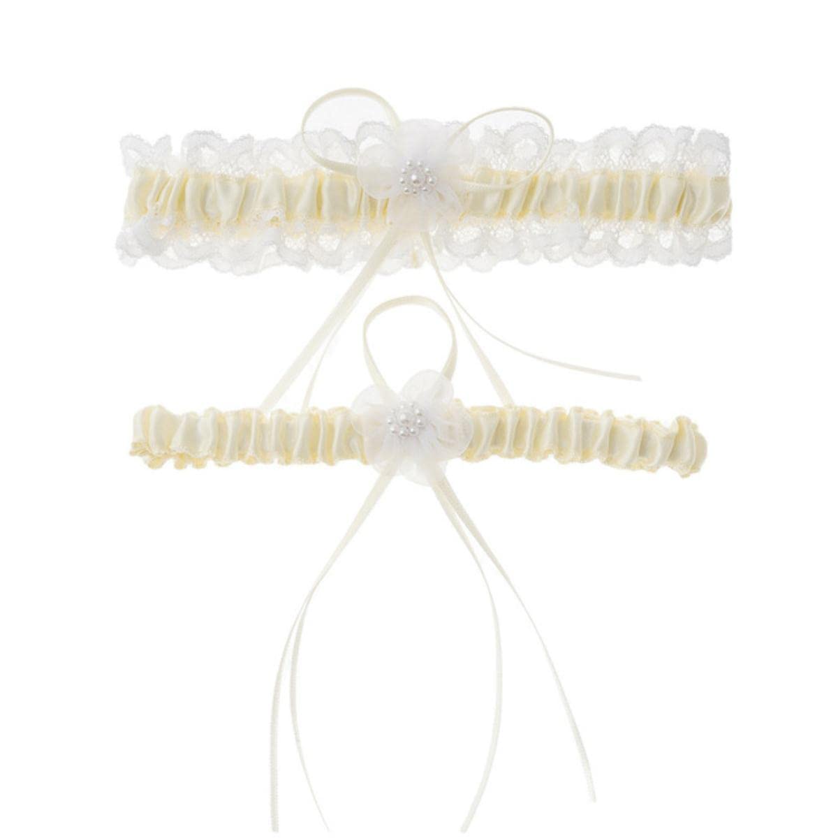 Princesse Cosplay fête de Mariage Fille Dentelle Florale Bleu Jambe Anneau Boucle Bas jarretière-Bleu Marine, 40-60 cm (Ivoire 40 a 60 cm)
