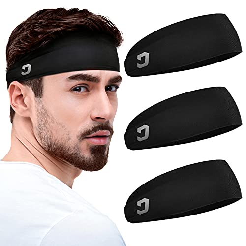 Vinsguir Mens Sports Headband (3 Pack) - Lightweight Sweat Band Moisture Wicking Workout Sweatbands for Running, Cross Training, Yoga and Bike - Unisex Hairband (Black) Vinsguir Mens Sports Headband (3 Pack) - Lightweight Sweat Band Moisture Wicking Workout Sweatbands for Running, Cross Training, Yoga and Bike - Unisex Hairband (Black)