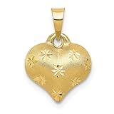 Bijou 14k Yellow Gold Satin D.C Puffed Heart Pendant