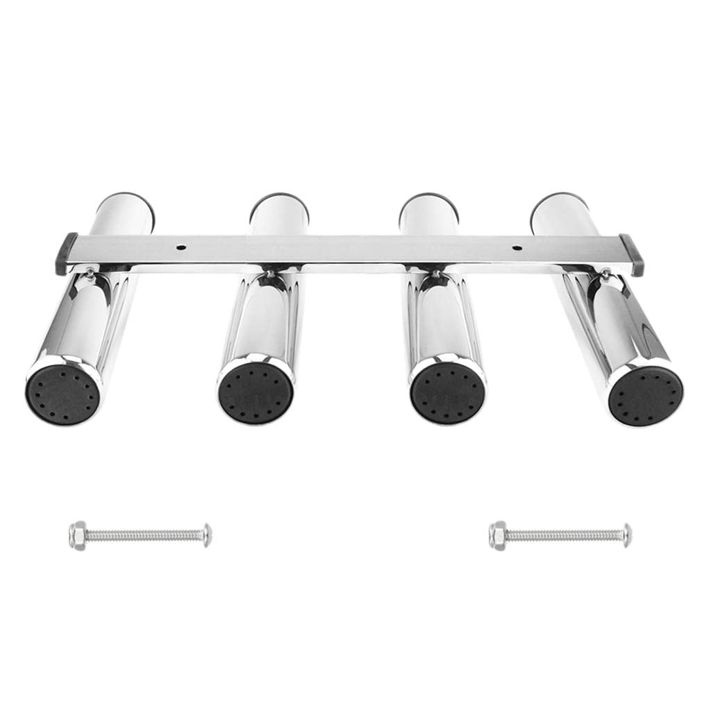 predolo Porta Canne Da Barca, Portacanne in Acciaio Inox Porta Canne Da Pesca Portacanne Da Pesca Con 4 Tubi, Dotato Di Perno in Pvc Da 3/16 "Attraverso La Parte Inferiore