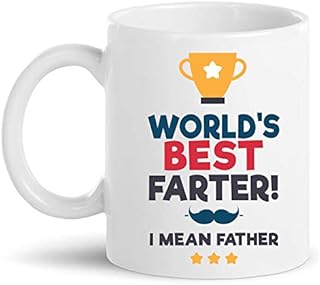 Father's Day Gift Mug - Worlds Best Farter I Mean Father Grandad Funny Joke Quote Double Sided Print Holidays Birthday Novelty Dads Gift Tea Coffee White Ceramic Cup 11 oz