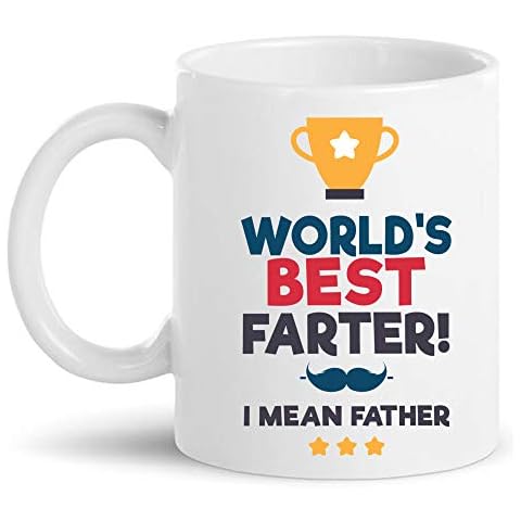 Father's Day Gift Mug - Worlds Best Farter I Mean Father Grandad Funny Joke Quote Double Sided Print Holidays Birthday Novelty Dad’s Gift Tea Coffee White Ceramic Cup 11 oz Cover