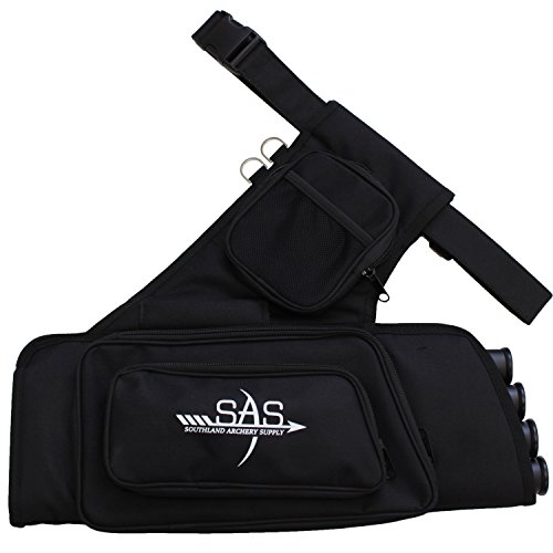Sas 4 Tube Archery Arrow Target Quiver With Two Zipped Pockets, One Binocular Pocket And Adjustable Waist Strap (Black) #TOP19