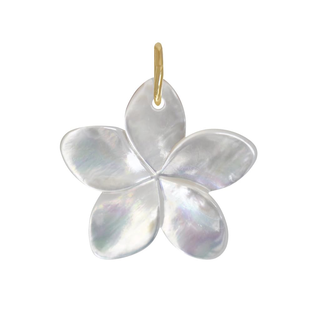 LES POULETTES BIJOUX - Pendentif Plaqué Or Fleur de Frangipanier en Nacre