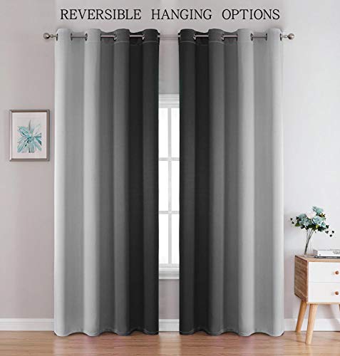 Image of G2000 Blackout Curtains & Drapes for Bedroom Living Room 95 Inches Long Grey and Greyish White Room Darkening Window Treatments Ombre Thermal Insulated Light Blocking Grommet Backdrop 2 Panels Set