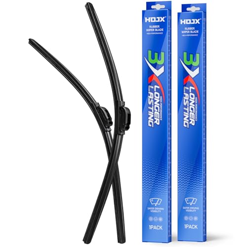 HOJX Quiet Front Windshield Wiper Blades 22 inch and 20 inch Set of 2, OEM Quality All-Season Windshield Wipers,U&J-Hook for My Car/Automotive Replacement, Easy to Install OEM Replacement Parts
