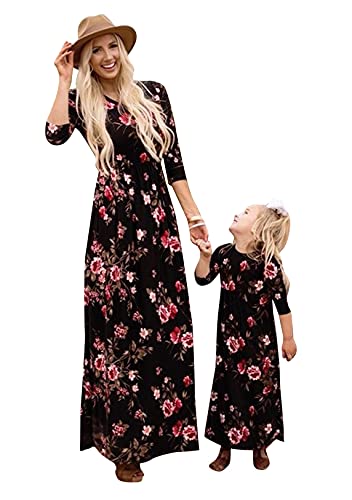 Robe maxi florale maman et moi pour photos de famille élégantes OMZIN