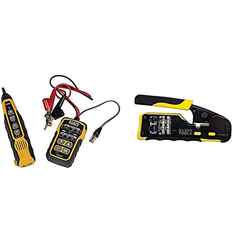 Klein Tools VDV500-820 Cable Tracer with Probe Tone Pro Kit & Tools VDV226-110 Wire Crimper/Wire Cutter/Wire Stripper Pass-Thru Modular All-in-One Tool for Video, Telecom, Datacom and more