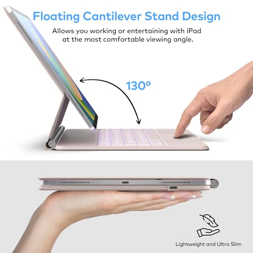 Image of Keyboard Case for iPad Air 13 (M4 2026 /M3 2025 /M2 2024) and iPad Pro 12.9 inch 6th /5th /4th /3rd Generation-Magic-Style Magnetic Keyboard Case with Multi-Touch Trackpad - Floating Cantilever Stand