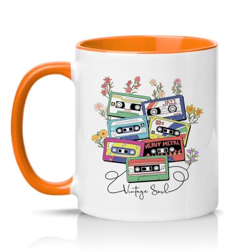 Sassy Souls Vintage Soul Jazz 80s Heavy Metal 11oz Ceramic Novelty Mug Music Lovers Tea Coffee Cup Gift Orange