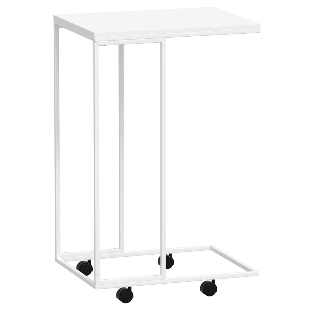 Mesa auxiliar blanca con ruedas, 40 x 30 x 63,5 cm, de material de madera, diseño C, para sofá y cama, práctica mesa de salón